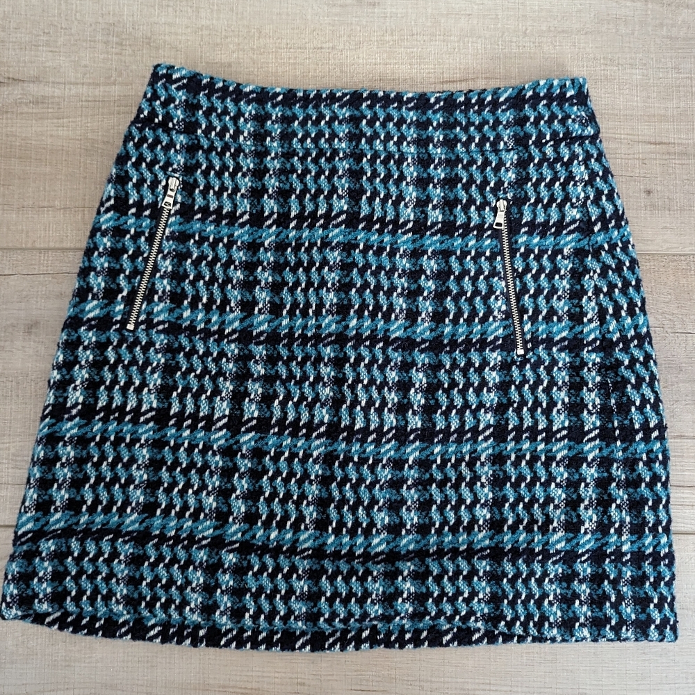 LOFT Blue Tweed Mini Skirt size 2